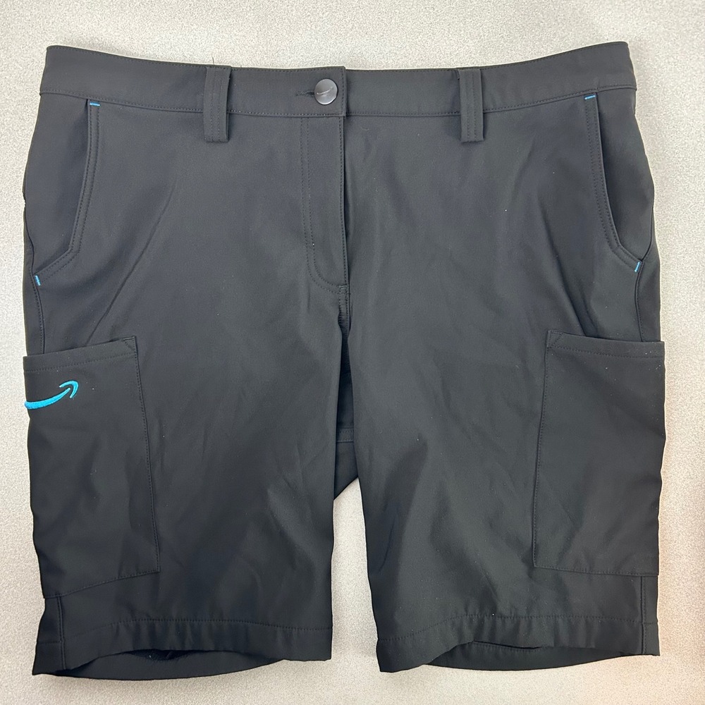 Amazon Cargo Shorts Womens‎ Large 12-14 Black Luly Yang Uniform Logo Stretch